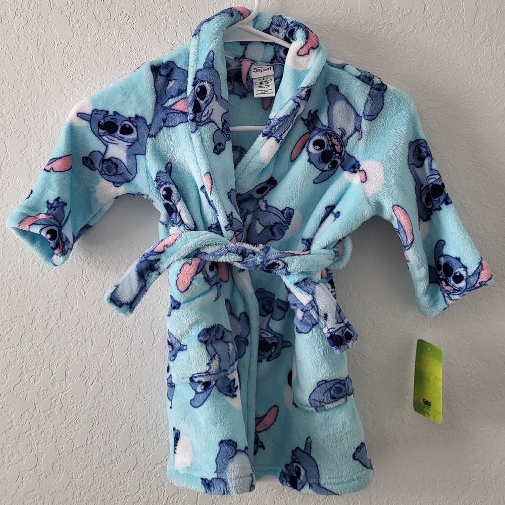 Disney Collection Toddler Girls Knee Length Long Sleeve Lilo & Stitch Robe 2T